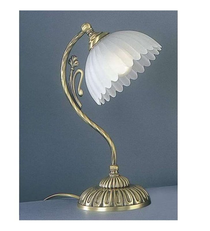 Lampa stołowa Bronzo Arte mosiądz szklany dekoracyjny klosz styl klasyczny