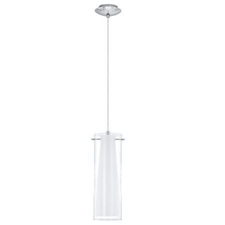 Lampa wisząca Pinto pojedyncza z podwójnym szklanym kloszem wewnątrz biały zewnętrzny bezbarwny tuba 1xE27 Eglo