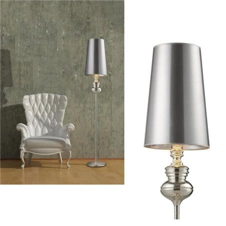 Lampa podłogowa Baroco srebrna designerska w stylu glamour
