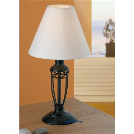 Lampa stołowa Antica brązowa metalowa podstawa beżowy abażur - DOSTĘPNA OD RĘKI