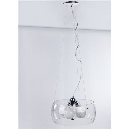 Nowoczesna lampa wisząca Cosmo bezbarwny szklany okrągły klosz 3 żarówki E27 do salonu sypialni kuchni jadalni