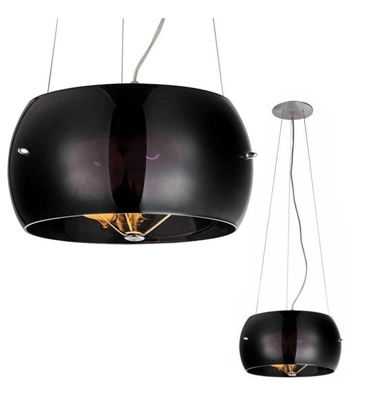 Nowoczesna lampa wisząca Cosmo czarny szklany okrągły klosz 3 żarówki E27do salonu sypialni kuchni jadalni