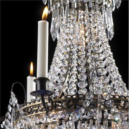 Elegancki klasyczny żyrandol z kryształkami Lacko patyna świece np. do jadalni salonu