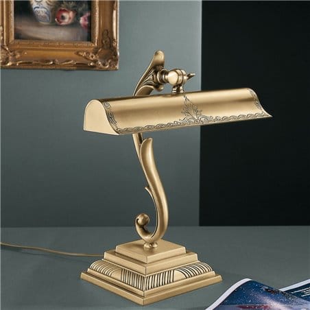 Mosiężna stylowa lampa gabinetowa włoska Adrano mosiądz antyczny - DOSTĘPNA OD RĘKI