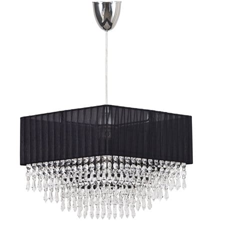 Lampa wisząca Modena Black czarna kwadratowa z akrylowymi kryształkami
