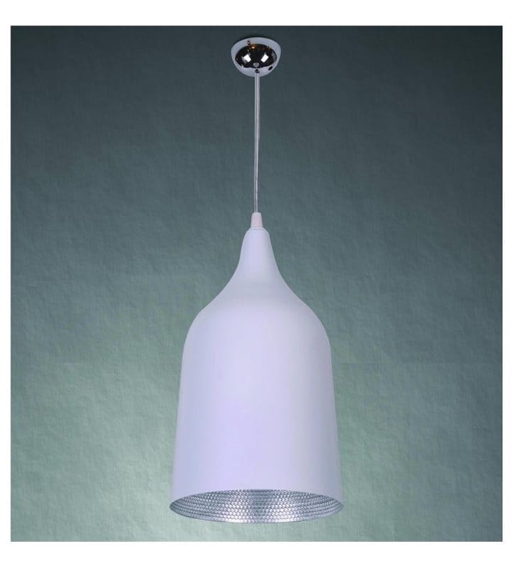 Lampa wisząca Fabio biała środek srebrny nad stół Lampa wisząca Fabio biała środek srebrny nad stół