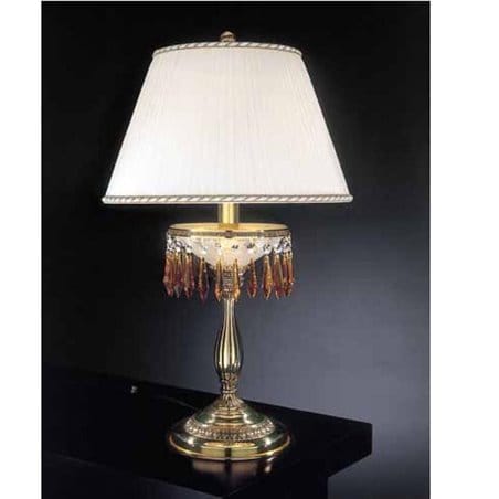 Złota lampa do sypialni Ferrara kryształki