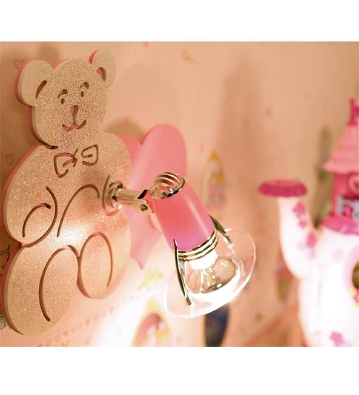 Kinkiet Honey różowy miś dla małej dziewczynki