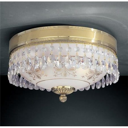 Plafon Afragola złoty z kryształami 30cm styl klasyczny