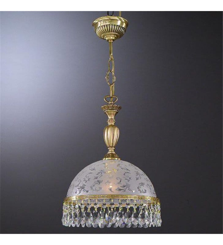 Lampa wisząca z mosiądzu Brugherio salon sypialnia kuchni jadalnia dekoracyjny klosz z kryształami