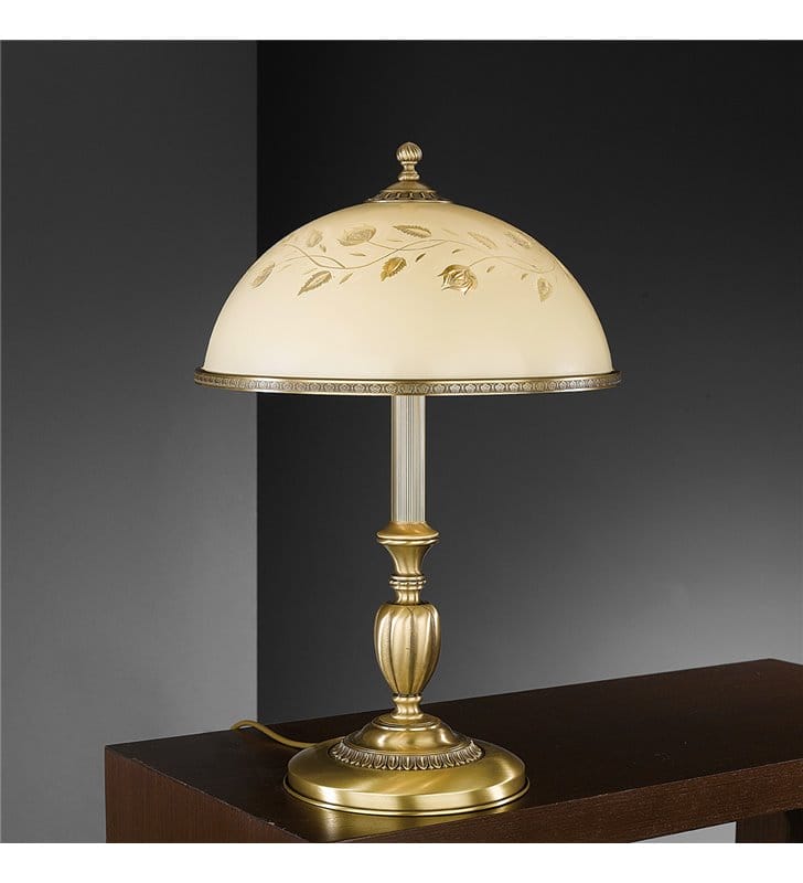 Lampka na komodę Latina 56cm klasyczna stylowa mosiądz dekoracyjny klosz ze szkła - OD RĘKI