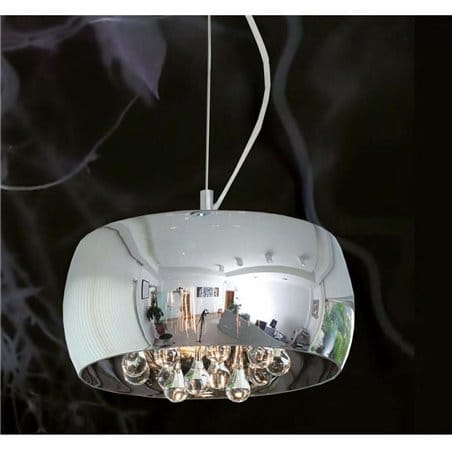 Lampa wisząca Crystal 40cm okrągły szklany klosz wewnątrz podłużne kryształy styl nowoczesny glamour - OD RĘKI