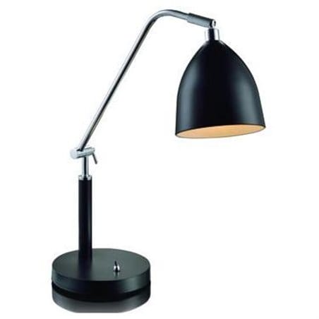 Czarna metalowa lampa biurkowa Fredrikshamn z regulacją włącznik na podstawie