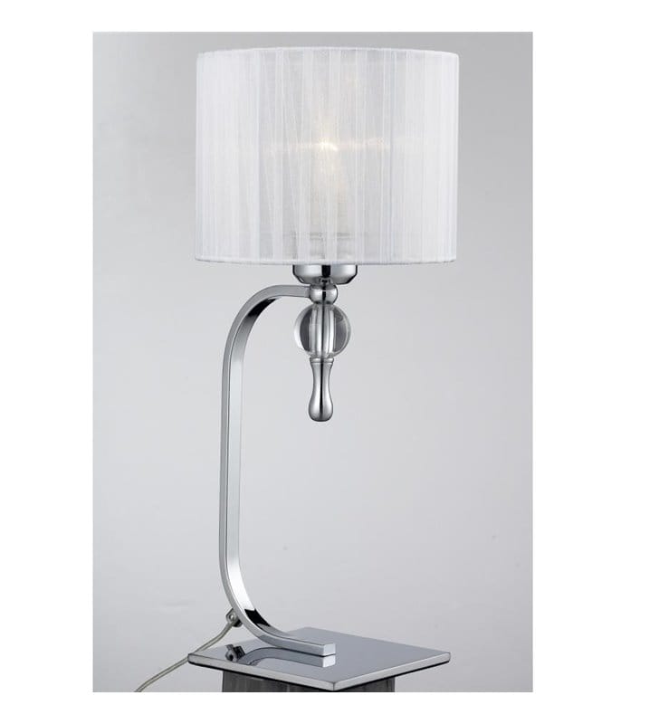 Lampa stołowa Impress biała abażur do sypialni salonu na komodę stolik nocny