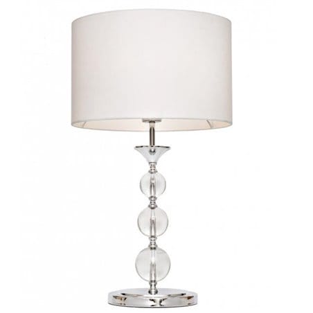 Lampa stołowa Rea biały abażur podstawa połączenie szkła z chromowanym metalem elegancka stylowa - OD RĘKI