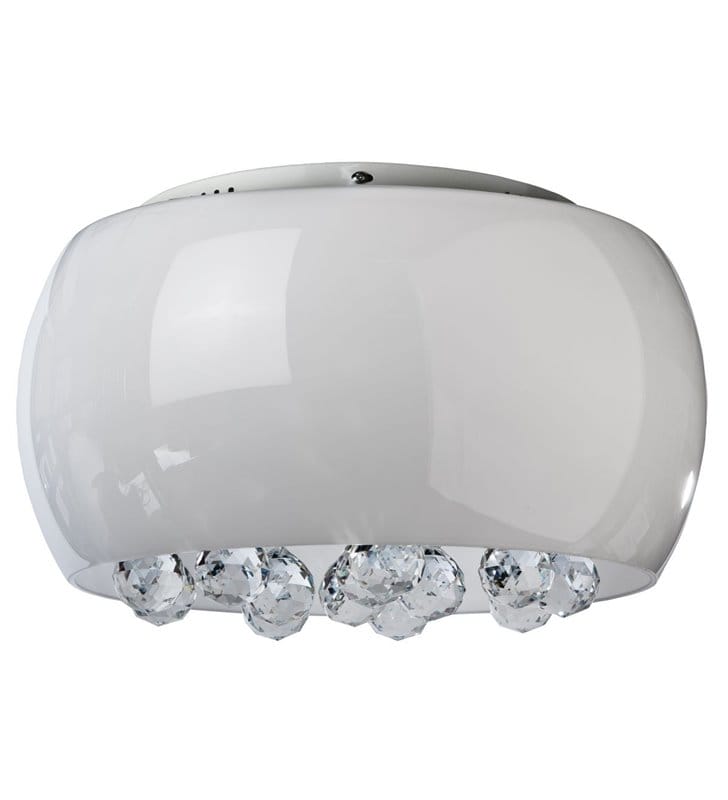 Plafon Quince 40cm biały szklany klosz z dekoracyjnymi kryształowymi kulkami
