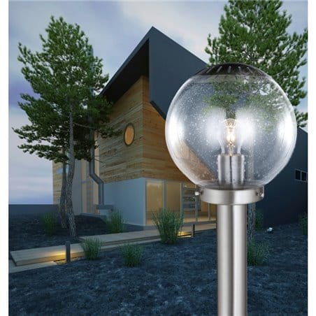 Stojąca zewnętrzna lampa ogrodowa słupek ogrodowy Bowle II stal 1m klosz kula - DOSTĘPNY OD RĘKI
