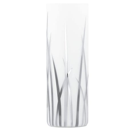 Szklana lampka stołowa nocna Rivato biała z chromowanym wzorem