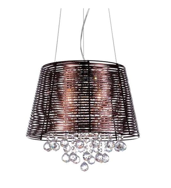 Lampa wisząca Kutti brązowa metalowa z kryształowymi zawiesiami