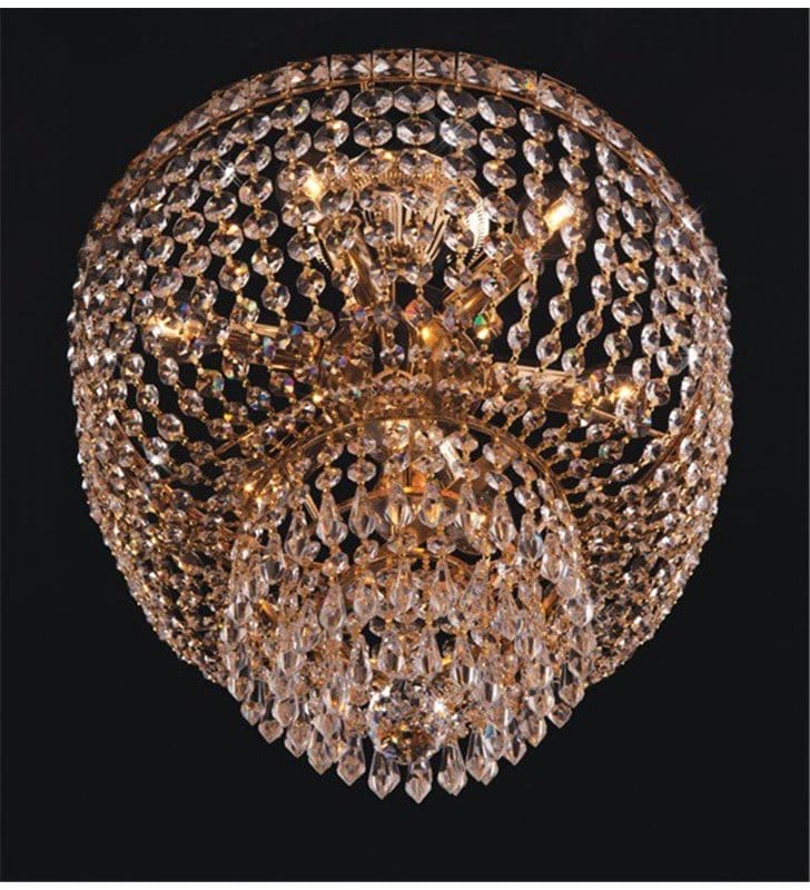 Złota kryształowa lampa sufitowa Diamond do salonu sypialni jadalni na korytarz styl klasyczny
