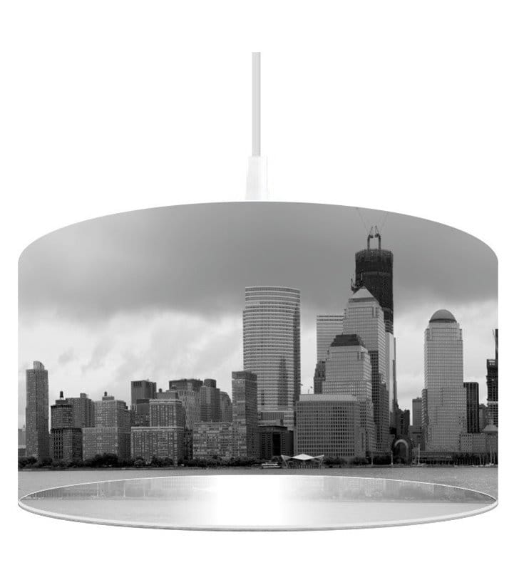 Lampa wisząca Srebrny Manhattan nadruk w odcieniach szarości