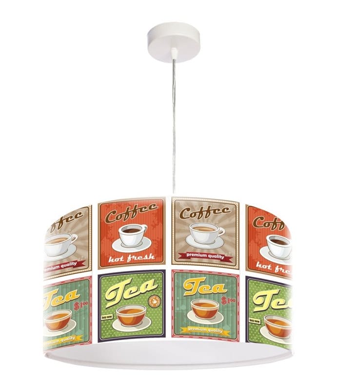 Lampa wisząca Kawa i Herbata nadruk w stylu retro