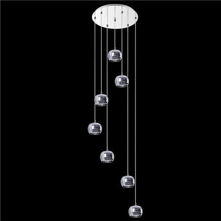Lampa wisząca Crystal 7 punktowa kaskada z kryształami prawie 2m zwis np. nad schody Zuma Line - OD RĘKI
