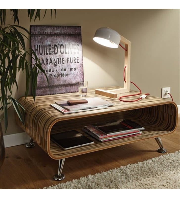 Lampa biurkowa Gizzera z drewnianą podstawą w stylu szwedzkim kabel czerwony