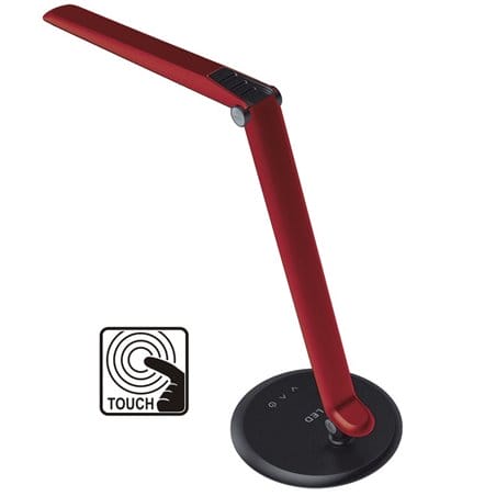 Czerwona nowoczesna lampka na biurko Duo LED z włącznikiem dotykowym 5400K