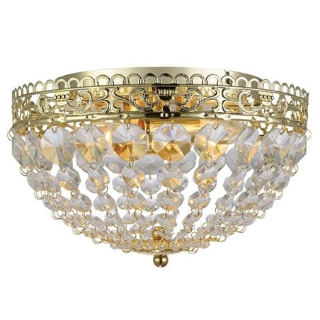Plafon Saxholm 27cm kryształowy okrągły złoty z bezbarwnymi kryształkami do salonu sypialni na przedpokój