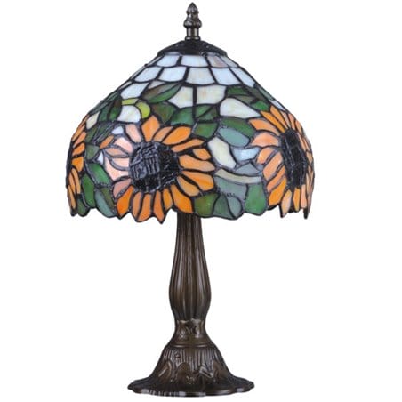 Lampa stołowa Teco witrażowa ze słonecznikami klasyczna w stylu Tiffany