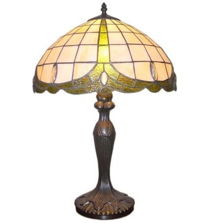 Klasyczna witrażowa wysoka lampa stołowa Papi w stylu Tiffany na komodę stolik nocny do salonu sypialni pokoju dziennego