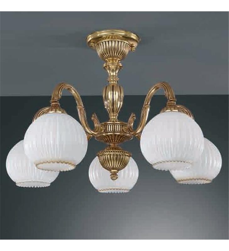 Żyrandol lampa bez łańcucha w kolorze złotym Pescara klasyczny klosze szklane