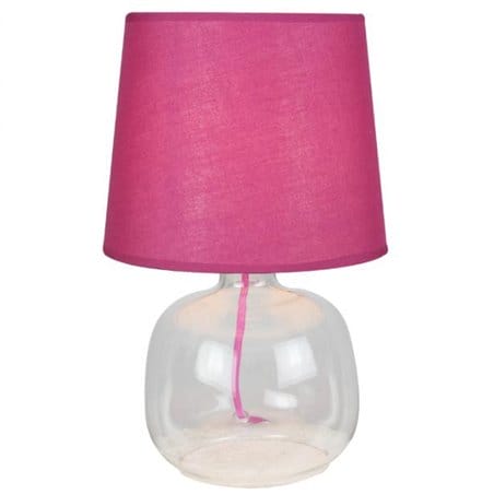 Lampa stołowa Mandy szklana podstawa różowy abażur