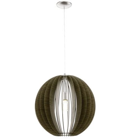 50cm ciemno brązowa lampa wisząca Cossano drewniana ażurowa kula do salonu
