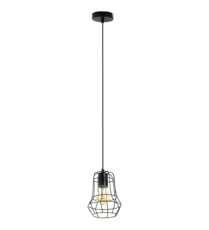 Lampa wisząca Outline czarna pojedyncza w stylu industrialnym loftowym klosz druciany ażurowy