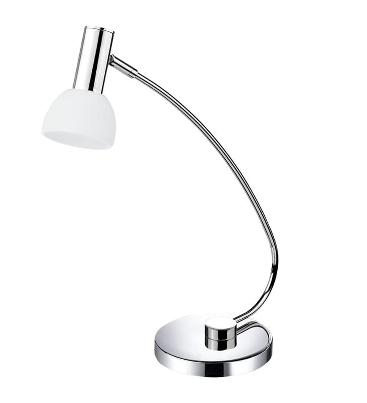 Lampa biurkowa Glossy1 chrom biały szklany klosz LED