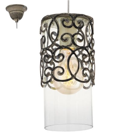Lampa wisząca Cardigan ozdobna dekoracyjna w kształcie walca styl vintage