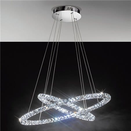 Nowoczesna lampa wisząca Toneria LED 4000K dwie kryształowe obręcze do salonu