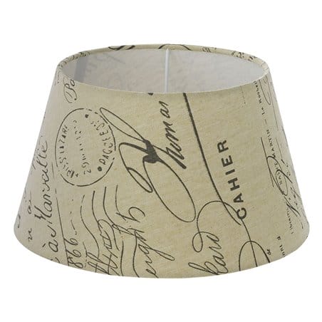 Lampa Vintage(4) - beżowy abażur z napisami - OD RĘKI