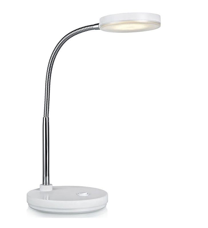 Lampa Flex LED biurkowa biała z giętkim ramieniem flexo włącznik na lampie