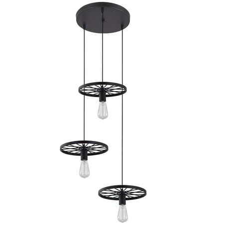 Lampa wisząca Federico potrójna czarna w stylu industrialnym vintage loftowym