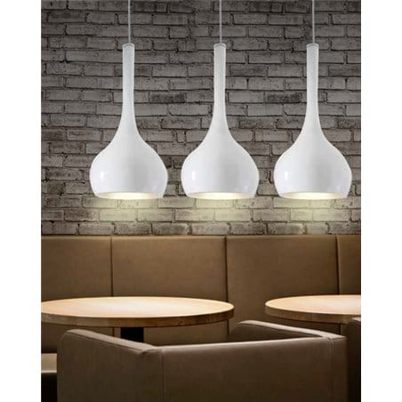 Lampa wisząca Soul biała potrójna klosze pękate nad stół wyspę kuchenną do sypialni salonu jadalni i kuchni