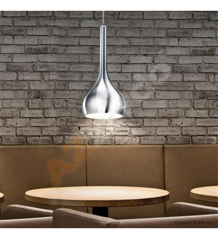 Lampa wisząca Soul chromowana z pękatym kloszem pojedyncza nad stół wyspę kuchenną do kuchni jadalni sypialni salonu