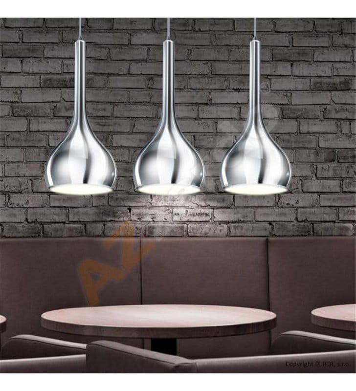 Lampa wisząca Soul 3 zwisy na belce w kolorze chrom klosze pękate nad stół wyspę kuchenną do sypialni salonu jadalni i kuchni