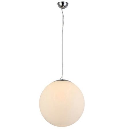 White Ball 30 lampa wisząca szklana biała kula długi zwis