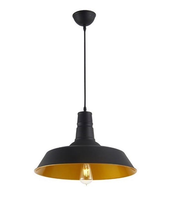 Metalowa czarno złota lampa wisząca Alexis w stylu loftowym industrialnym vintage
