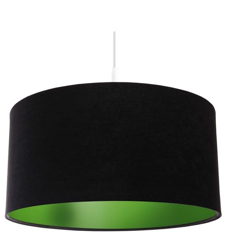 Welurowa czarna lampa wisząca z zielonym środkiem Gloria Zielona do salonu jadalni sypialni