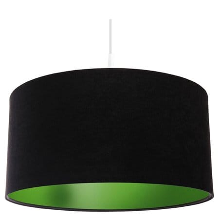 Welurowa czarna lampa wisząca z zielonym środkiem Gloria Zielona do salonu jadalni sypialni