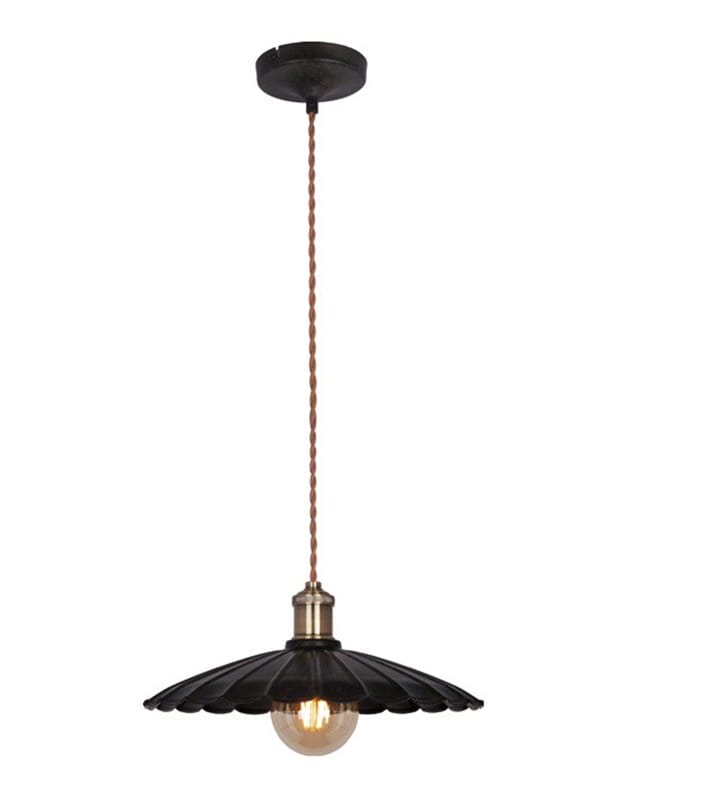 Lampa wisząca Herbert czarna metalowa z rozłożystym kloszem w stylu vintage